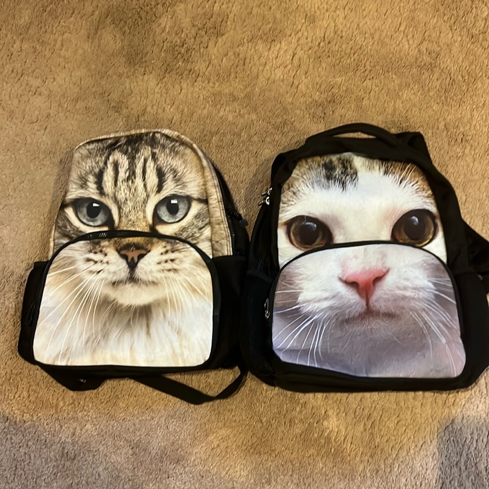 2 backpacks cat kitten bag duffle